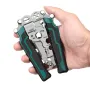 Foldable Wire Stripper Plier Needle Nose Carbon Steel Blade 223mm Ergonomic Handle Black and Green Multipurpose Electrician Tool