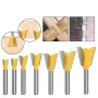 LAVIE 6pcs 6mm 1/4\ Shank Dovetail Joint Router Bit Set 1/4\ 3/8\ 1/2\ 5/8\ 3/4\ 7/8\ Cutting Dia Wood Milling Cutter Tool for Making Boxes Drawers Chests