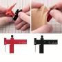 Penanda Selari Isometrik Pembaris Ukiran Mini Persegi T Boleh Laras Aloi Aluminium SKH-51 Jarum Keluli untuk Penandaan Model Ketepatan Merah/Hitam