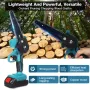 DOERSUPP 1000W 6Inch One Hand Cordless Electric Chain Saw Wood Mini Cutter Saw Woodworking W/1 or 2 Battery For Makita18V