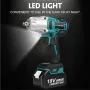Drillpro 18V Brushless Electric Wrench 0-6200 RPM 800N.M Torque LED Work Lights Suitable for Construction Woodworking Heavy Duty Maintenance