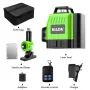 Livella laser a luce verde HILDA, ad alta precisione, 12 linee 3D, 16 linee 4D, facile da usare, con attacco a parete, alimentato a batteria, telecomando con batteria al litio
