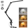 Lampada da scrivania a LED da 10 W con morsetto, braccio girevole regolabile, dimmerabile, 10 livelli di luminosità, 3 modalità colore, illuminazione per la cura degli occhi per casa e ufficio.