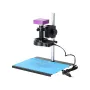 Videocamera per microscopio digitale industriale HAYEAR da 51 MP + obiettivo C-Mount 130X, luce ad anello a 56 LED + supporto per riparazione PCB