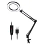 Flexible Desk Large 22cm+22cm 5X USB LED Magnifying Glass 3 Colors Illuminated Magnifier Lamp Loupe Reading/Rework Soldering with with Short Bracket