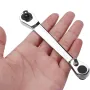 2-in-1 Mini Socket Ratchet Wrench 72-Tooth Dual-Head Design Chrome-Plated Accepts 1/4\ Hex Bits Magnetic Power for Tight Spaces