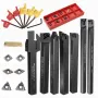 7pcs 10mm Shank Lathe Turning Tool Holder Boring Bar with 7pcs VP15TF Carbide Inserts