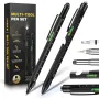 9-in-1 Multi-Tool Stylus Pen LED Light Screwdriver Ruler Bottle Opener Heavy Duty Aluminum Portable Design Perfect Gift for DIY Enthusiasts Handymen Extra Refills Black Yellow