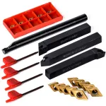 10pcs DCMT070204 Carbide Inserts with 4pcs 12mm Lathe Boring Bar Turning Tool Holder
