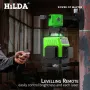 Livella laser a luce verde HILDA, ad alta precisione, 12 linee 3D, 16 linee 4D, facile da usare, con attacco a parete, alimentato a batteria, telecomando con batteria al litio