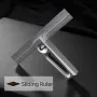 BRIDGE CITY TOOL WORKS DS-6v2 Double Square Metric Stainless Steel Right Angle 6in Sliding Square Ruler with PVD Coating High Precision Laser Etched Dual Direction Reading
