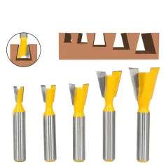 LAVIE 5pcs 8mm 1/2\ 12mm Shank Dovetail Joint Router Bit 1/4\ 3/8\ 1/2\ 5/8\ 3/4\ Cutting Dia Woodworking CNC Engraving Milling Cutter