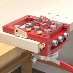 ENJOYWOOD 3in1 Hinge Punch Woodworking Kit with Positioning Clamp Drill Hole Cover Versatile Punch Positioner Body Multiple Drill Bits Convenient Portable Efficient Accuracy in Drilling