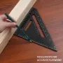 Aliminyòm Alloy Triangular Règleman Ambidextrous Pwen 7 pous Square Protractor Miter Zouti pou Carpenters Woodworking Jeni Drafting