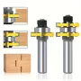 2pcs 1/2 Inch 1/4 Inch 8mm Shank Tongue and Groove Router Bit Set Tungsten Carbide Perfect for Woodworking Cutting MDF Plywood Hardwood