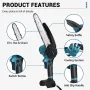 Drillpro 8 Inch Electric Chainsaw Brushless Motor Automatic Oiler Compatible with 18V Li-ion Battery Cordless Wood Cutter 7500mAh Peak