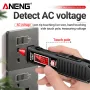 Penna misuratrice di tensione ANENG VD807 ad alta sensibilità, induzione, intervallo di misurazione 12-300 V, con sistema di allarme sonoro e luminoso, illuminazione a LED, spegnimento automatico, strumento di sicurezza per uso domestico e professionale.