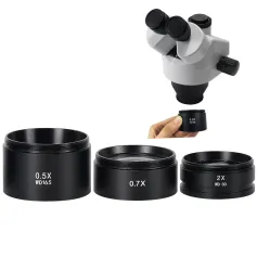 HAYEAR WD165 0,5X 0,7X 2,0X Lente de Microscópio para Câmera de Objetos Auxiliares para Microscópio Trinocular Binocular com Zoom Estéreo e Lente de Vidro Barlow