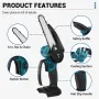 Drillpro 6 Inch Electric Chainsaw 2000W Pure Copper Motor Compatible with 18V Battery 6500mAh Peak Cordless Wood Cutter