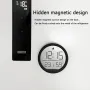 Thin Magnetic Digital LED Wall Clock with Large LCD Display Date Temperature Humidity USB Powered Compact Design for Home Office Wall or Desk Decoration