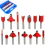 12/15pcs 1/4\ Shank Router Bit Set Milling Cutter For Wood Trimming Slotting Engraving Carbide Woodworking DIY Tools