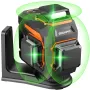 GOCHIFIX 3x360 12 Line 3D Self-Leveling Green Laser Level with Sharp 520 Laser Tube Rechargeable 5.2Ah Battery Pulse Mode & Remote Controller Ideal for Construction and Precision Leveling