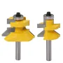 Drillpro Lot de 2 fraises à rainurer en V à tige de 8 mm et languette assortie avec roulements à billes de qualité supérieure pour le travail du bois