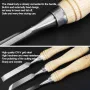 12Pcs Wood Chisel Set Cr-V Steel Blades Solid Wood Handles Sharp Beveled Edges Ideal for Carving Hardwood and Softwood