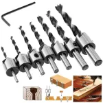5/8PCS Countersink Drill Bit Set HSS4241 Titanium Coated 90° Chamfer 3-10mm Round Handle High-Speed Steel for Wood Metal Plastic