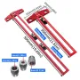 2 in 1 Woodworking Drilling Positioning Scribing Ruler Aluminum T Square Dowelling Jig Metric Inch Scale 6/8/10mm Sleeves TH-300mm TH-500mm