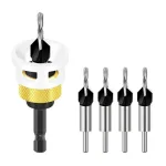 4-in-1 Countersink Drill Bit Set with Low Friction Depth Stop 6.25mm Shank Tungsten Steel Drill Bits 2.8mm 3.2mm 3.5mm 4.0mm Drill Bits for Woodworking Metalworking
