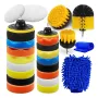 25PCS Car Care Clearning Tool Set Electric Drill Brushes Car Wheel Tire and Gap Cleaning Drill Polishing Pad Drill Brush Kit