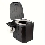 PU Portable Folding Toilet with Cover, Mobile Camping Toilet, Compact Travel Potty for Adults and Kids, Suitable for RV, Car, Camping, Hiking, and Outdoor Activities