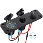 12V 3 in 1 Car Charger Socket Waterproof Dual USB QC3.0 Outlet Panel Toggle Switch Voltmeter for RV Marine Boat