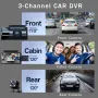 3 inch IPS Screen 3-Channel Driving Recorder 1080P HD 360° Rotation Dash Cam Without / With WiFi Loop Recording