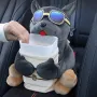 2 in 1 Car Mounted Tissue Box Cartoon Plush Doll Auto Armrest Box Hanging Paper Drawer Storage Car Trash Can Tissue Holder