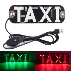 LED Sign for Car, LED Taxi Light Sign 7.49''x2.48''LED Panel USB 12V LED Sign for Car Red Green Dual Colors