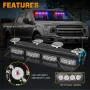 Front/Rear Windshield Interior Emergency Driving Strobe Light Safety Flashing Warning Danger Split Light Strip with Suction Cup for Construction Vehicles Truck