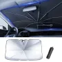 Coated Car Sunshade Umbrella Thickened V-Shaped Opening Front Windshield Curved Handle Car Anti UV Umbrella 360° Center Pole Rotation