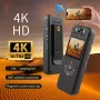 4K Ultra HD Mini Action Camera Portable Motorcycle Ride Recorder with 180° Rotating Lens Night Vision
