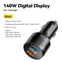 ESSAGER 140W USB-A Type-C Car Charger Multi-Protocol PD Fast Charging Digital Display Aluminum Alloy Universal Fit 12-24V Car