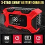 E-FAST 12V 6A Large Screen Digital Display Battery Charger Pulse Repair for Car Motorcycle Dry Water Lead-acid Batteries