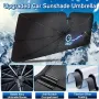 Car Sunshade Umbrella Front Windshield Retractable Sun Protection Heat Insulation Car Umbrella Side Baffle Sunshade 360° Rotating With Bendable Arm Handle