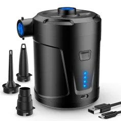 5200mAh Electric Air Pump Portable Air Pump with Fast Inflating/Deflating Rechargeable Electric Pump with 3 Nozzles for Kids Paddling Pool Swimming Pool Airbed Inflatable Boat