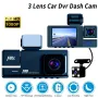 2 Inch IPS Screen Car Dash Cam 3-Channel Driving Recorder G-sensor Loop Recording Parking Monitoring