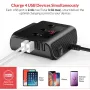 Adaptador de cargador de coche de 120 W, 3 enchufes, 4 USB, 12 V/24 V, divisor de enchufes con monitor de voltaje, interruptor independiente