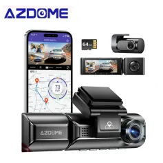 AZDOME M550 Pro Car Dash Cam 3 Channel 4K 5.8Ghz WiFi Front Cabin 1080P Rear DVR Cam GPS Night Vision Free 64G TF Card