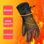 5-Finger Winter Motorcycle Gloves 3 Gears Temperature Adjustment Full Palm Leather Touchscreen Heating with 5000mAh Battery