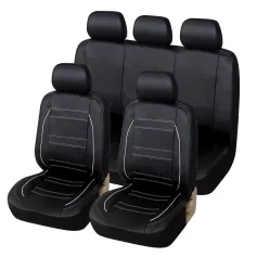 Universal 5 Seater Car Full Seat Covers Protector Cushion Front Rear PU Leather