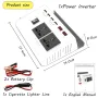 12V to 220V Inverter 4000W Car Power Converter Solar LCD Dual Display 4 USB 4.2A Fast Charge with Intelligent LCD Voltage Screen display